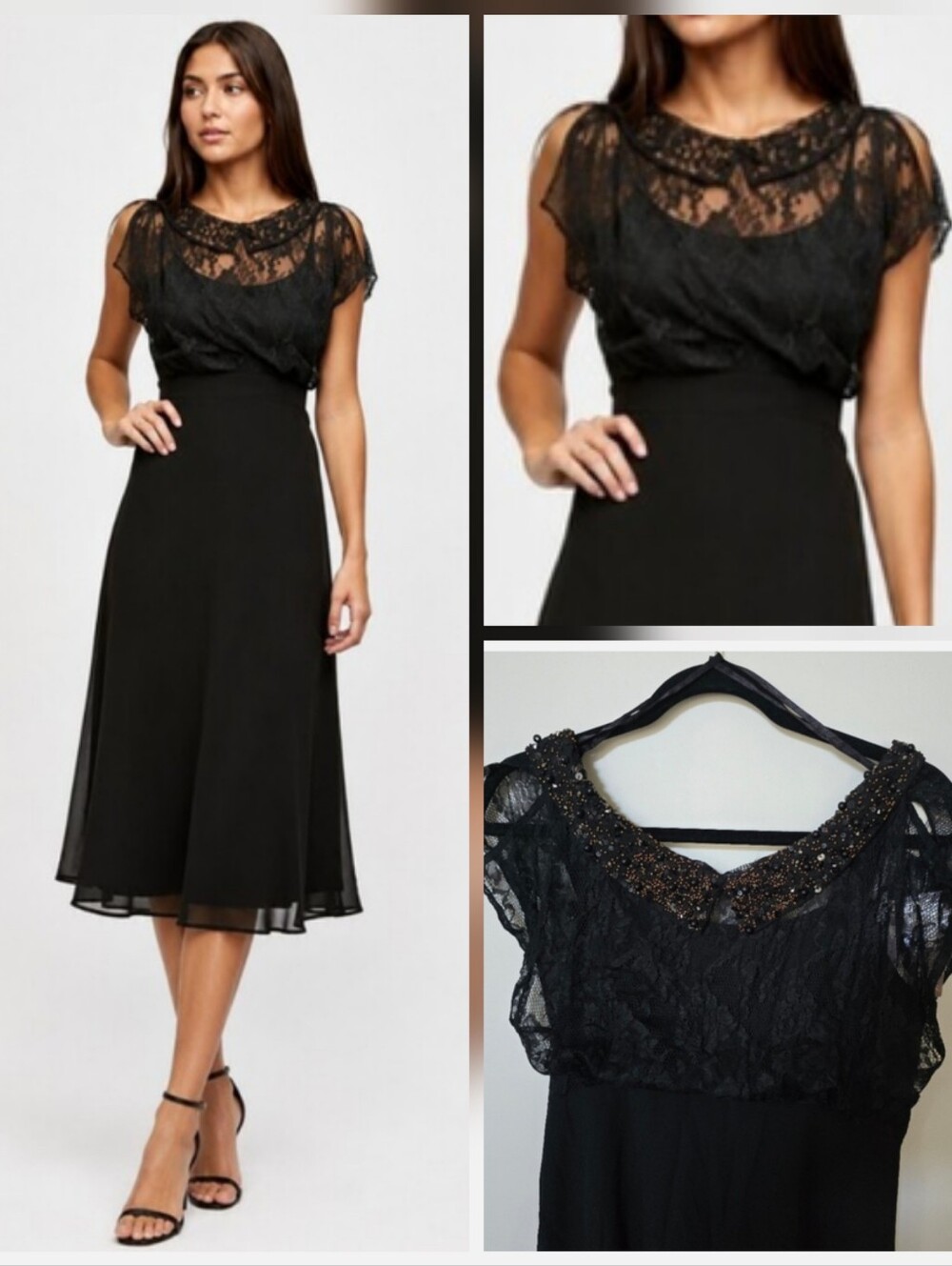 Urban Outfitters Elegant Black Lace Midi  Dress